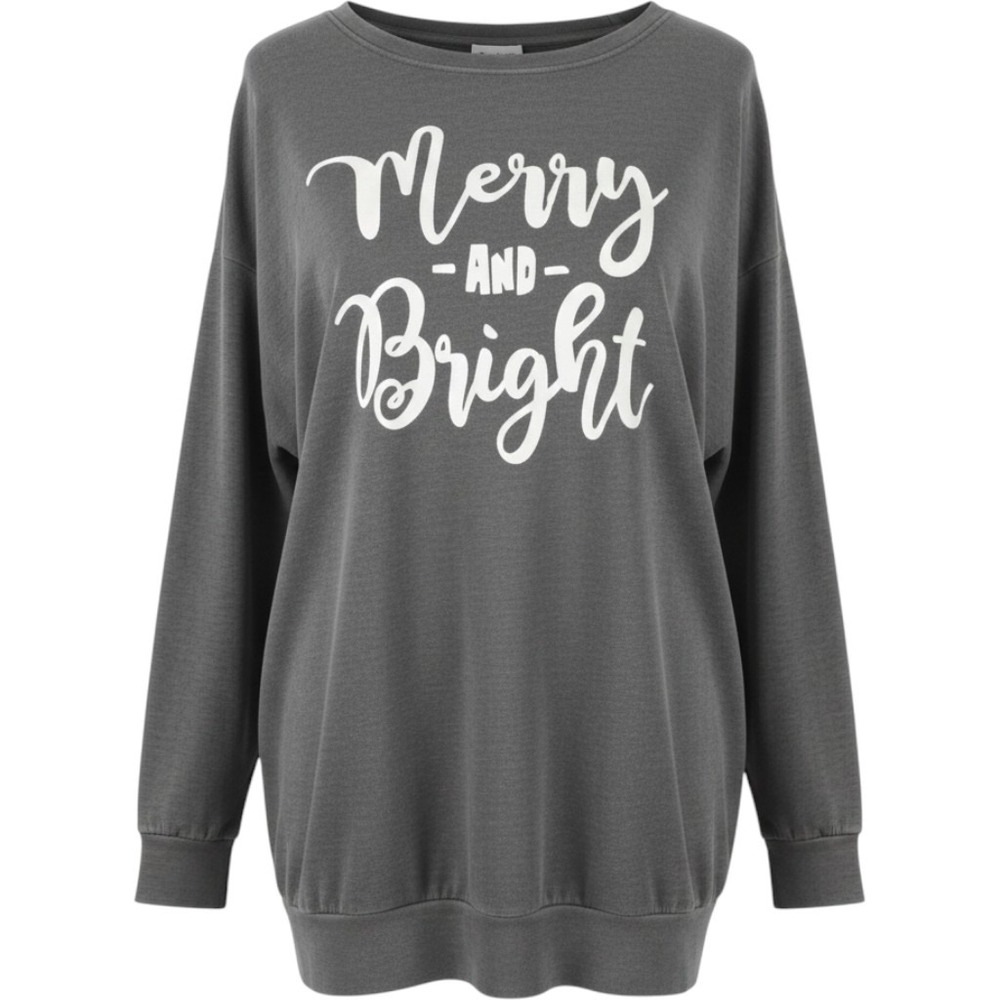 Leo Rosi Merry and Bright Christmas Sweatshirt Gray Plaid Elbow Patches‎ Medium